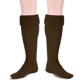 Allsafe Traders Scottish Bubbles Kilt Hose for Men, Ribbed Socks for USA Shoe Sizes (US, Alpha, Large, Brown)