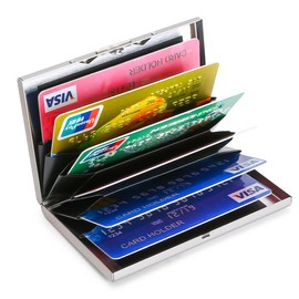 YILANDI RFID Blocking Credit Card Holder Slim Metal Credit Card Wallets Stainless Steel Card Case Portable Business Card organizer for Women or Men (silver)