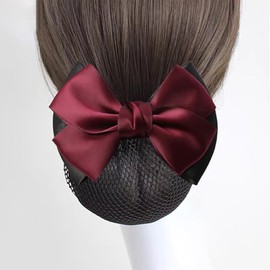 Chignon Net Barrette with Net Bun Net, Hair Net, Ribbon, Hair Net, Hair Net, Hair Closure, Women's Hair Accessory, Red