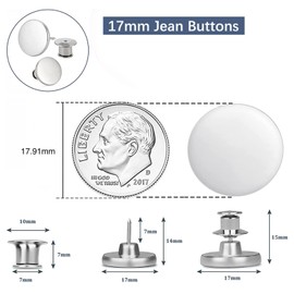 ZENGLU 8 Sets Jean Buttons pins No Sew Instant 17mm Replacement Button Adjustable Pants Buttons Kit