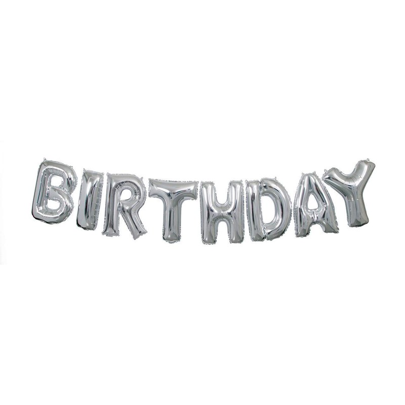 Stunning Silver "Happy Birthday" Foil Letter Balloon Banner Kit -