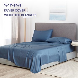YnM Exclusive Cooling Duvet Cover for Weighted Blankets with 16 Strings (Blue Grey, 60"x80")