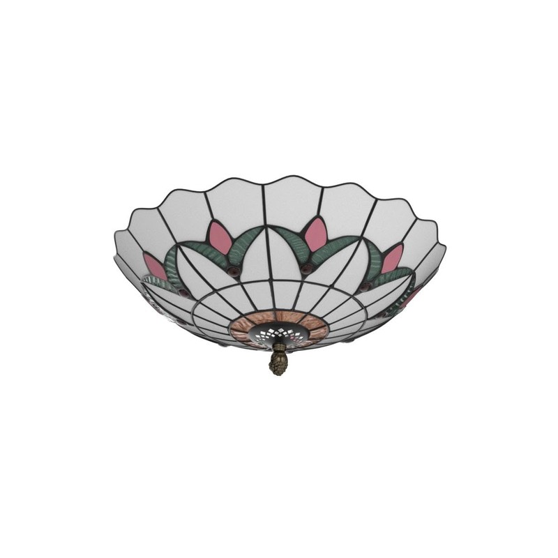 Skyweel Tiffany Style Ceiling Light Vintage Stained Glass Flush Mount