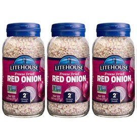 Litehouse Freeze Dried Red Onion - Substitute for Fresh Red Onion, Jar Equal to 2 Red Onion Fresh, Organic, Red Onion Seasoning, Non-GMO, Gluten-Free - 0.60 Ounce 3-Pack