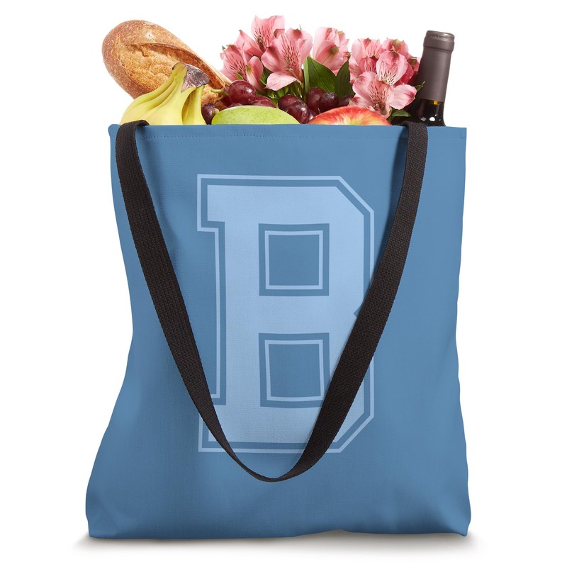 Monogram Light Blue Varsity College Initial B Tote Bag