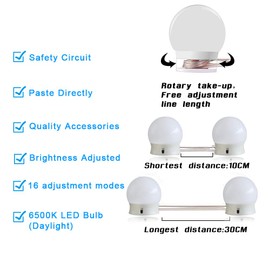 SICCOO Makeup Vanity Lights for Mirror, Hollywood Style LED Vanity Mirror Lights with 14 dimmable Bulbs, USB Cable, White