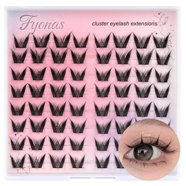 Fyonas Manga Lash Clusters Spiky Eyelash Clusters Wet Look Cluster Eyelash Extensions CC Curl Crisscross Individual Lashes 11-13mm Cosplay Lashes Clusters DIY at Home (Devil)
