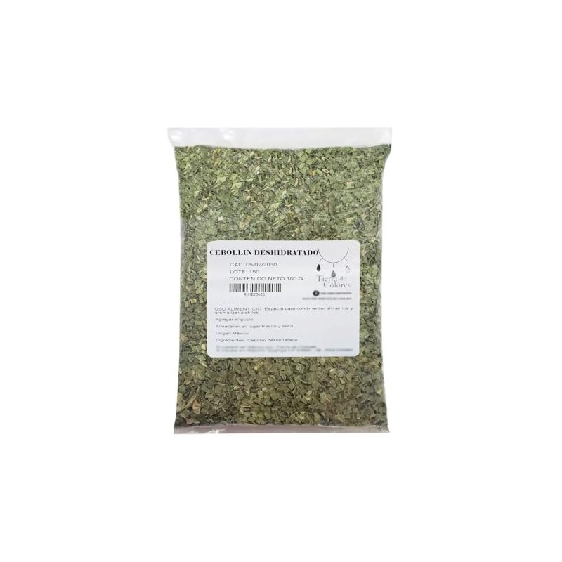 cebollin o cebolleta deshidratado en trocitos 100g especia y condimento