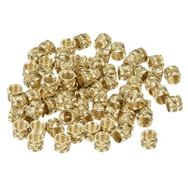 uxcell Knurled Insert Nut M4 x 4mm L x 5mm OD Female Thread Brass Embedding Nut 80 Pcs