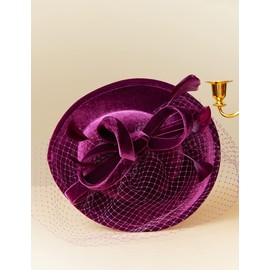 BABEYOND Tea Party Fascinator Hat Kentucky Fascinator Derby Headband Pillbox Hat Purple