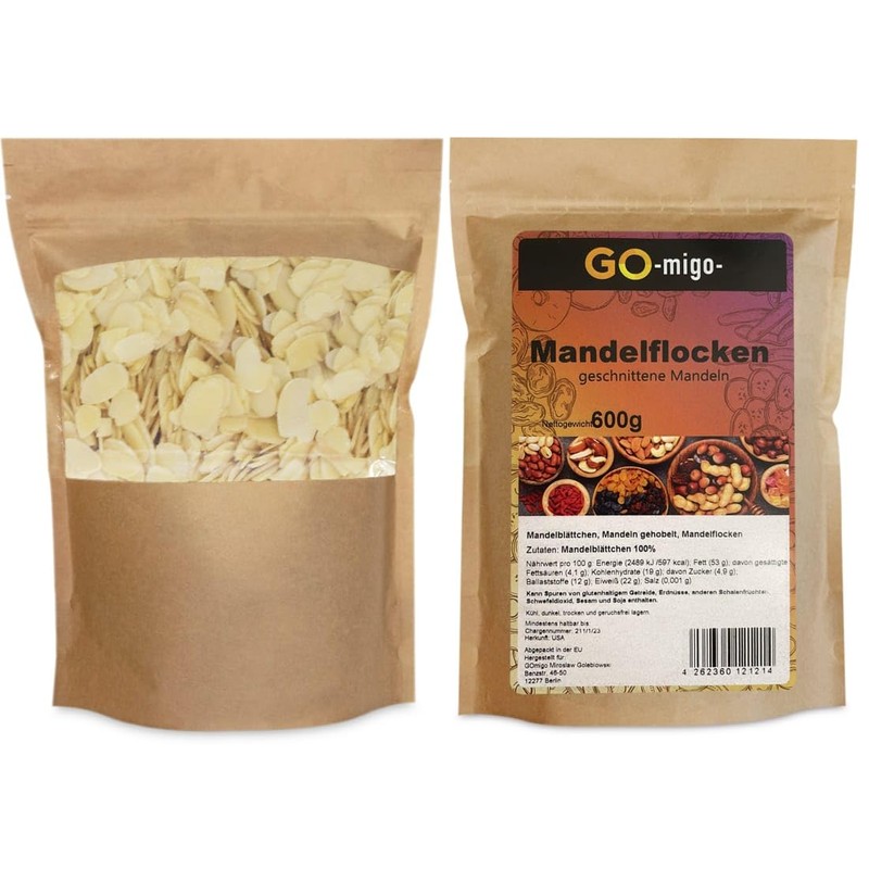 0.6 kg Almond Flakes GOmigo 600 g