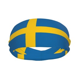 Sweden Flag Sports Sweatband Headband for Men Women, Moisture-Wicking Non-Slip Design, Running Workout Fitness Gym