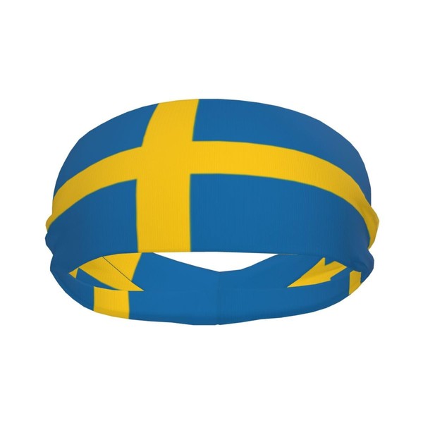 Sweden Flag Sports Sweatband Headband for Men Women, Moisture-Wicking Non-Slip