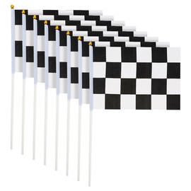 GSHLLO 50 Pcs Small Checkered Flags Black White Racing Flags Race Car Theme Stick Flags Mini Checker Flags Car Party Hand Held Flags with Plastic Sticks for Party Supplies