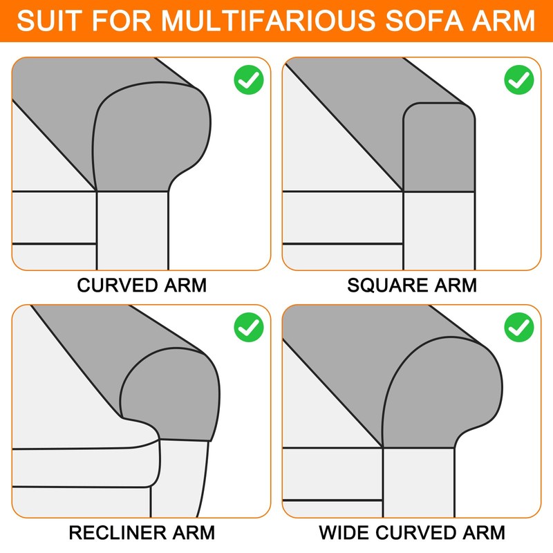 uxcell Stretch Armrest Covers Armchair Anti-Slip for Chairs Sofas Couch
