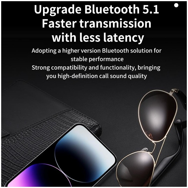 Smart Glasses Wireless Bluetooth Call Music Outdoor Sunglasses Anti-Blue Eyeglasses