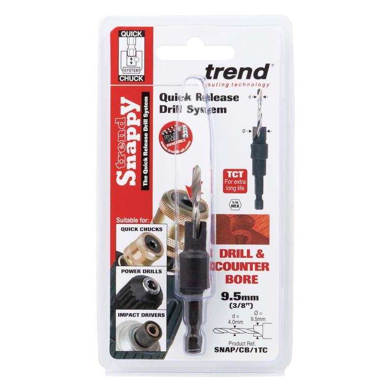 Trend Snappy TCT 9.5mm Counterbore with 4mm Drill for Precision