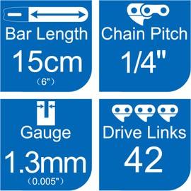 Opuladuo 2 x 15 cm Saw Chain Compatible with Worx WG329E.9, Chainsaw Chain Compatible with Worx WG329 WG329E.5-1/4 1.3 mm