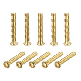 sourcing map Brass Machine Screws, M4x25mm Phillips Pan Head Fastener Bolts for Furniture, Office Equipment, Electronics 12Pcs