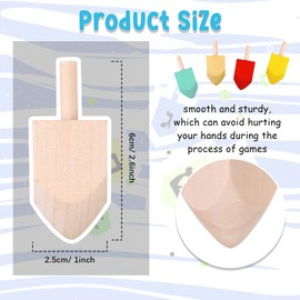 12 Pieces Hanukkah Wooden Dreidel Wooden Dreidels Hand Painted 2.6 Inch Unfinished Wooden Chanukah Dreidel for Hanukkah Party Decoration DIY