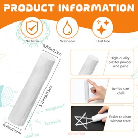 25 Pcs Sidewalk Chalks for Kids Non Toxic Jumbo Chalk for Party Gift Outdoor Art Classroom Play Painting (White)