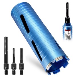 DaduoRi 4 1/4" Dry Core Drill Bit, 5/8"-11 Thread, with 3 Adapters Included: SDS Plus, SDS Max and 1/2" Hex Shank, 9.5" Drilling Depth, 4.25in Core Bits for Concrete, Brick, Block, Stucco and Masonry