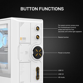 ALSEYE Rams2.0 Mid Tower PC Case Micro-ATX/ITX MATX Tempered Glass Side Panel, ARGB Control Dust Filters Support 180mm CPU Cooler/305mm GPU/160mm PSU 6x120mm Fans 240mm Top Radiator (White)