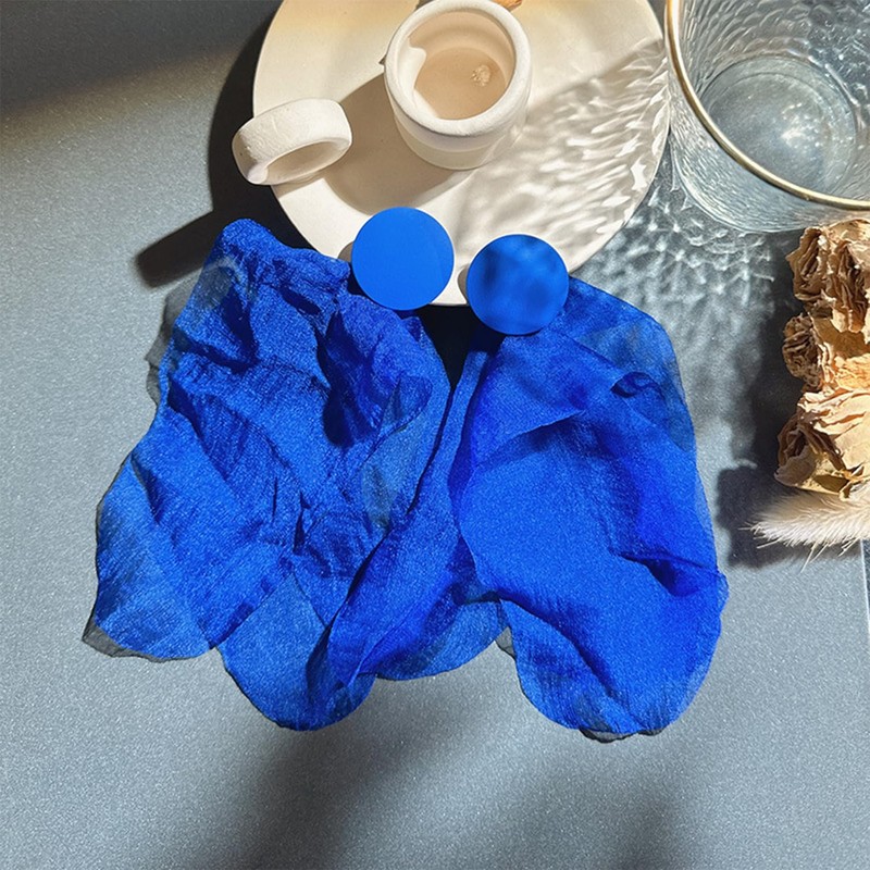 RCHENGYANUIMA Boho Exaggerated Statement Blue Alloy Round Big Fabric Flowers