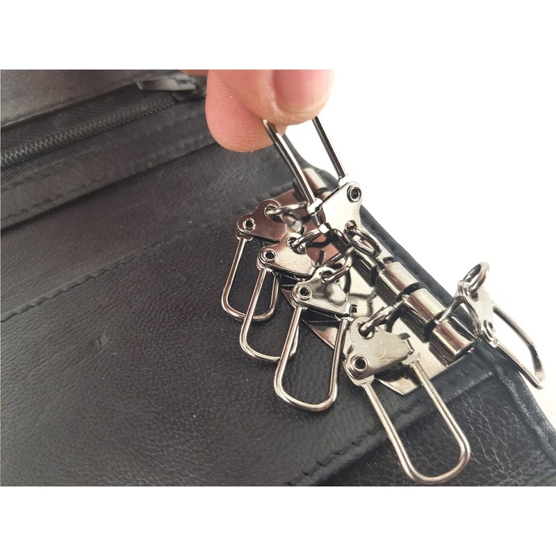 Black Leather Key Holder/Key Case Wallet Key Ring Soft Nappa