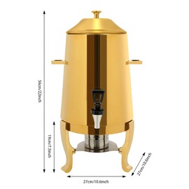 3.43Gallon Stainless Steel Hot Beverage Dispenser,Coffee Chafer Urn with Spigot&Fuel Holder,Cold&Hot Drinks Dispenser for Milk Coffee Tea Juice - Parties Catering Buffet Event (Gold)
