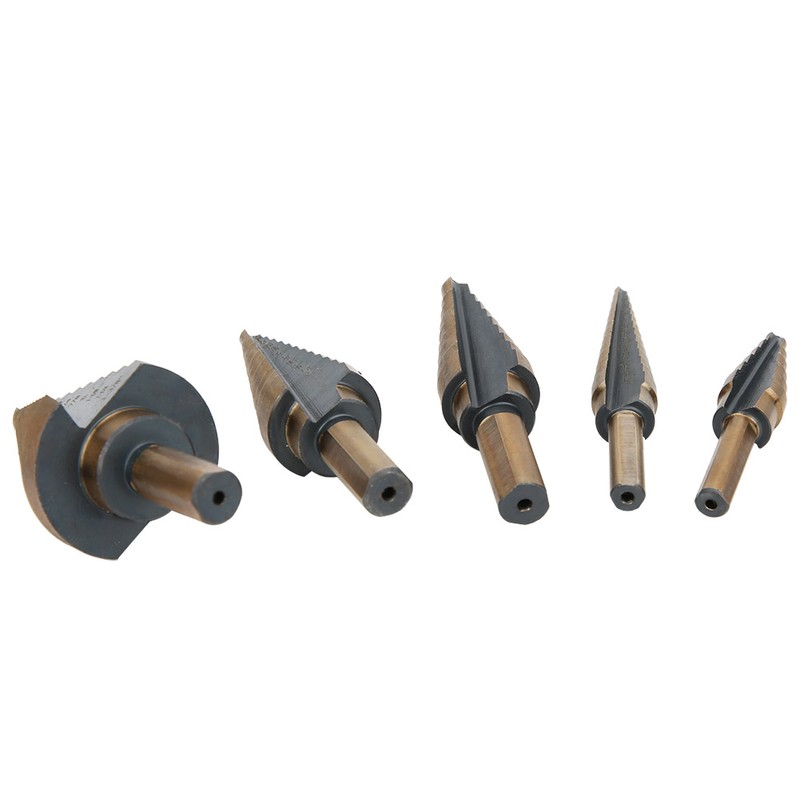 5pcs High Speed Steel Cone Step Drill Bit Metal Hole