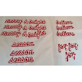 Sizzix Tim Holtz Christmas Die Cuts * Christmas Shadow Script * 3 Sets * Cardstock - Red and White Cardstock