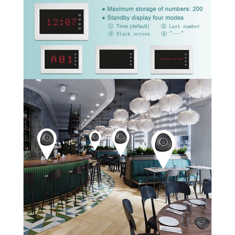 WNKRUN Wireless Call Buttons 2-Key for Restaurant Pager System M2