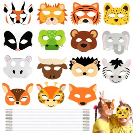 talifoca Pack of 15 Animal Masks for Children, Children's Masks Animals, Animal Masks, Birthday Eye Mask, Half Masks Children, Animal Masks for Colouring, Masks Children's Birthday, Mask Animal,