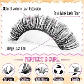calphdiar Lash Clusters 60D+80D Thick Individual Eyelashes 480PCS Wispy Cluster Lashes Russian Lashes Individual Cluster Fluffy D Curl Eyelash Clusters 10-18mm for DIY Volume Lash Extensions