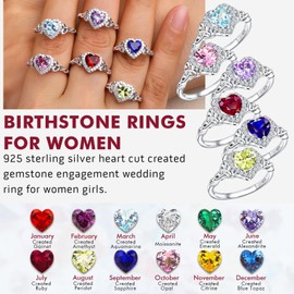 DAYBYDAY 925 Sterling Silver Celtic Engagement Rings for Her Purple Stone Love Heart Wedding Rings Size 8 Alexandrite Birthstone Jewelry