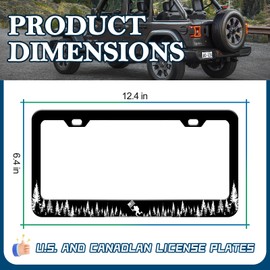 Forest Advanture License Plate Frame - Forest Bigfoot American Flag License Plate Frame Cover Holder Aluminum Metal, Rust-Proof Waterproof Car Decorative Tag Frames for Standard Us 12x6 Inch