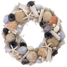 Boston International Wreaths - Decorative Front Door Wall Wreath, 12.5-Inch, Driftwood & Seashells