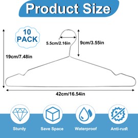 Wire Hangers,Heavy Duty Clothes Hanger,Silver Metal Hangers,Stainless Steel Coat Hanger with Non Slip Notch,Ultra Thin Space Saving Wire Hanger 16.5 Inch (10Pack)