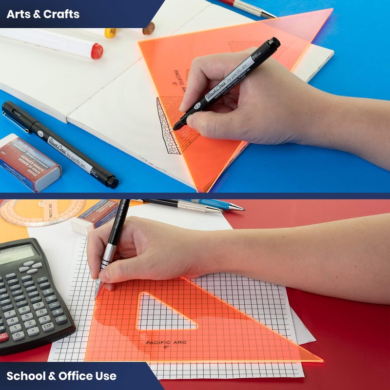 Pacific Arc Drafting Triangle, 20-inch, 45/90 Degrees, Fluorescent Orange