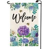 Spring Hydrangea Garden Flag 12x18 Inch Double Sided Purple Blue