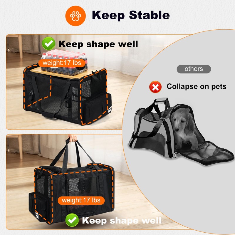 pidipiti 25''(L) x 17''(W) x 17''(H) Extra-Large Expandable cat Carrier