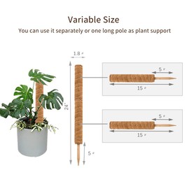 JOYSEUS 30 Inch Moss Pole for Climbing Plants - 2 Pack 15 Inch Coir Totem Pole Plant Support with 65 Feet Garden Twist Tie for Monstera and Potted Plants to Grow Upwards…