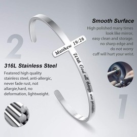 M MOOHAM Christian Gifts for Women, Religious Cross Bracelets Bible Verse Mantra Jewelry