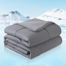HYLEORY Summer Cooling Comforter Queen Size - Double Sided Cooling Blankets for Hot Sleepers or Night Sweats, All Season Lightweight Cool Duvet, Silky Smooth Ice Blanket Bedding for Sleeping, Grey