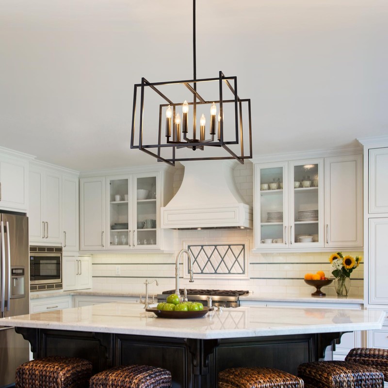 UOFUS 6-Light Black Farmhouse Chandelier Geometric Industrial Ceiling Light Fixtures