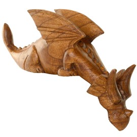 Purity Style Hand Carved Wooden Dragon - Watching Dragon - Looking Over Shelf Edge