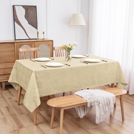 Romanstile Jacquard Rectangle Tablecloth - Waterproof Elegant Vienna Damask Pattern Table Cloths Washable Polyester Decorative Table Covers for Dinner/Parties/Outdoor - 60 x 84 Inch, Beige