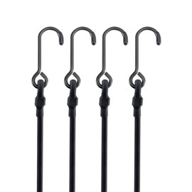 72 Inch 180 Lbs Real Heavy Duty Bungee Cords with Rust Resistant Steel Hooks, 5 Pcs Black Bungee Straps with 2X Stretch & UV Protection, Perfect for Camping, Tarps, Tent, Bike, Luggage