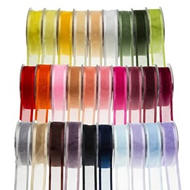 SUPER RIBBONS®™ - Full Reel 15mm Satin Edge Organza Ribbon, 25 Metres on Reel- Silver